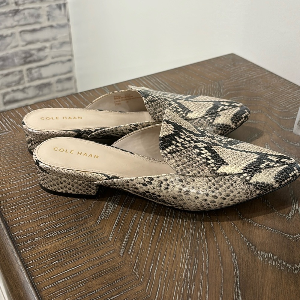 Snake skin Cole Haan Mules
